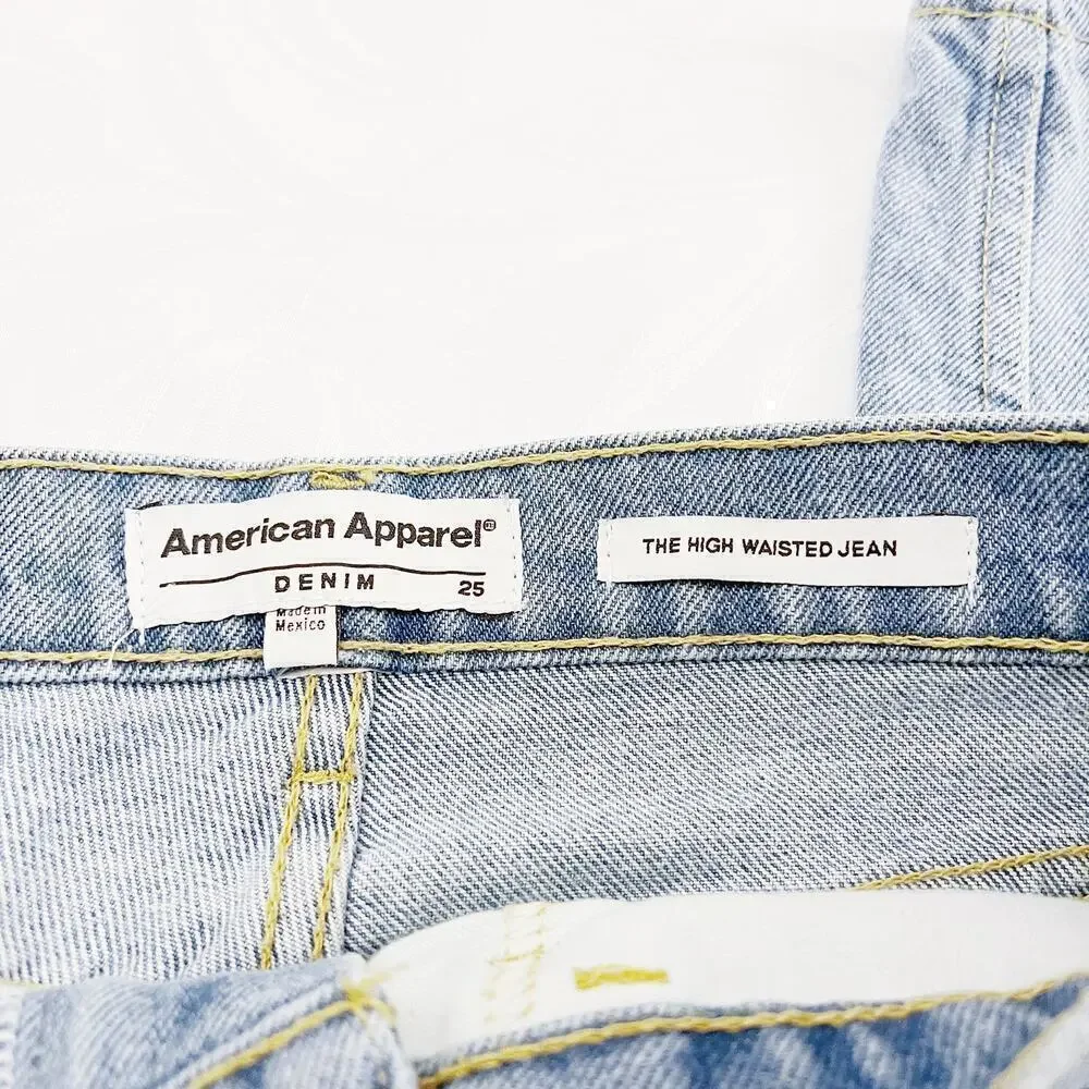 American Apparel The High Waisted Jean Light Wash Denim Size 25